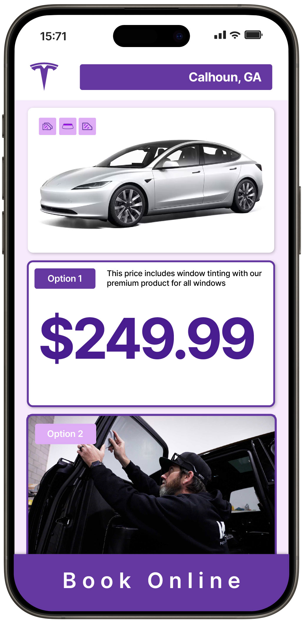 View Competitive Tesla Window Tinting Prices in Calhoun, Georgia