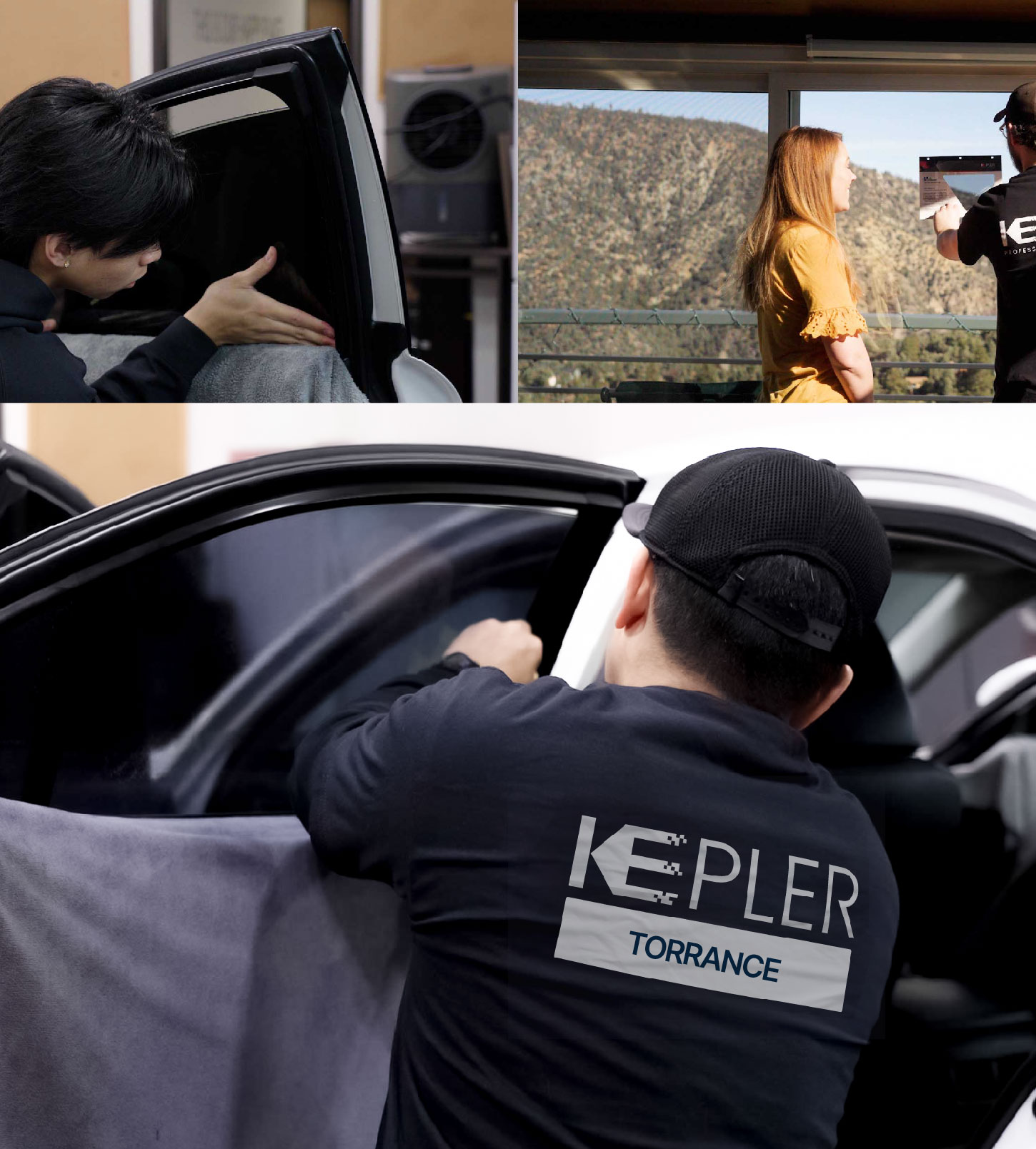 Automotive Window Tinting Expert Applying Film in Torrance, California