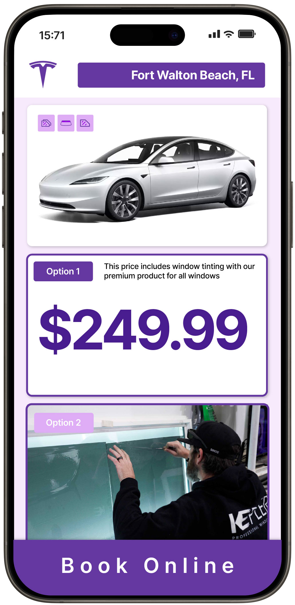 View Reasonable Tesla Window Tinting Prices in Fort Walton Beach, Florida