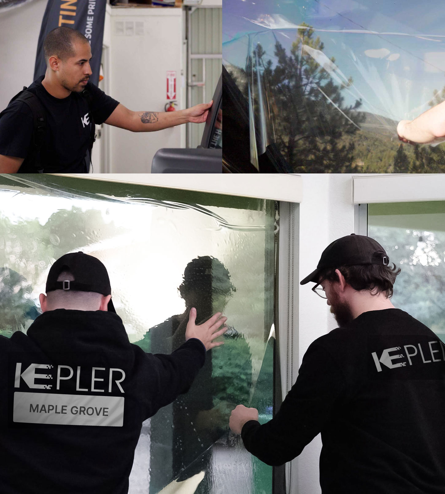 Kepler Technician Applying Advanced Window Tint to Home in Maple Grove