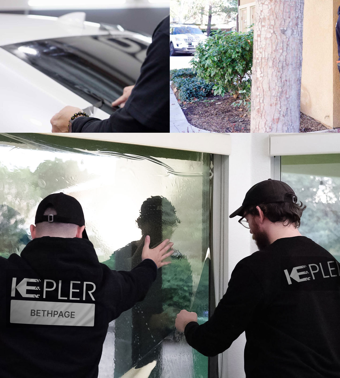 Kepler Technician Fitting High-tech Window Tint to Home in Bethpage