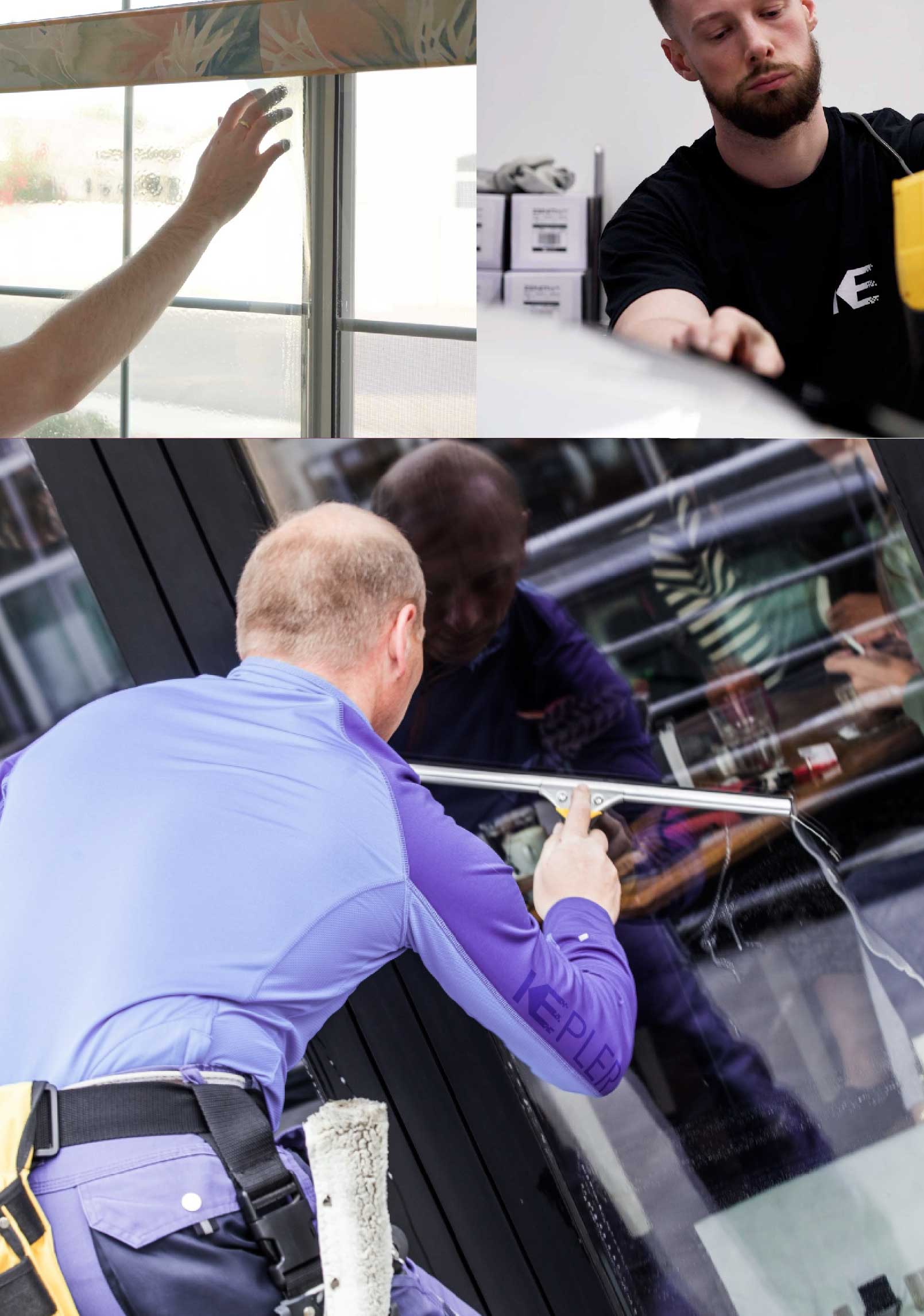 Kepler Skilled Applying Anti-Graffiti Window Film to a Valencia Shop Front