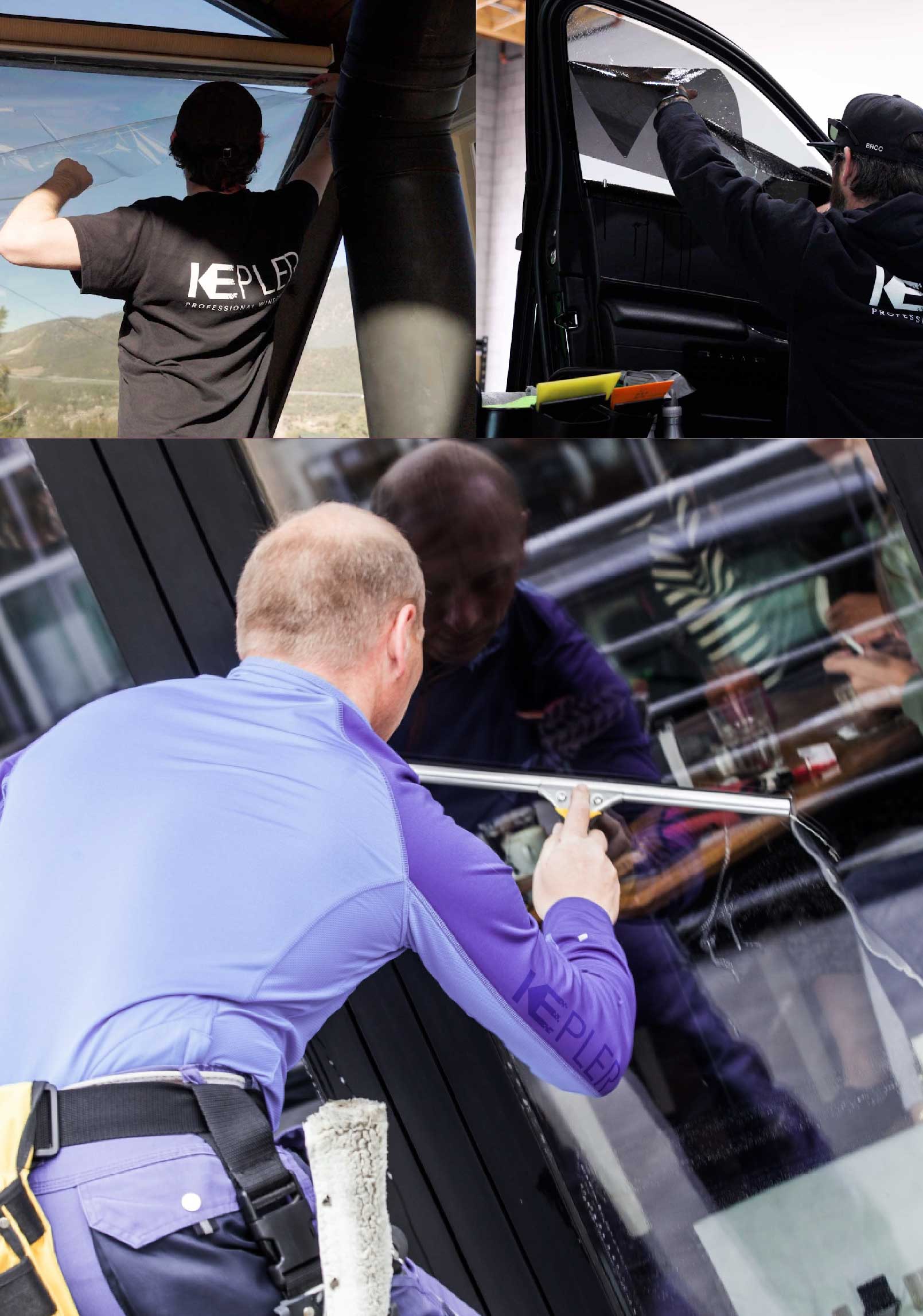 Kepler Skilled Applying Anti-Graffiti Window Film to a Long Beach Shop Front