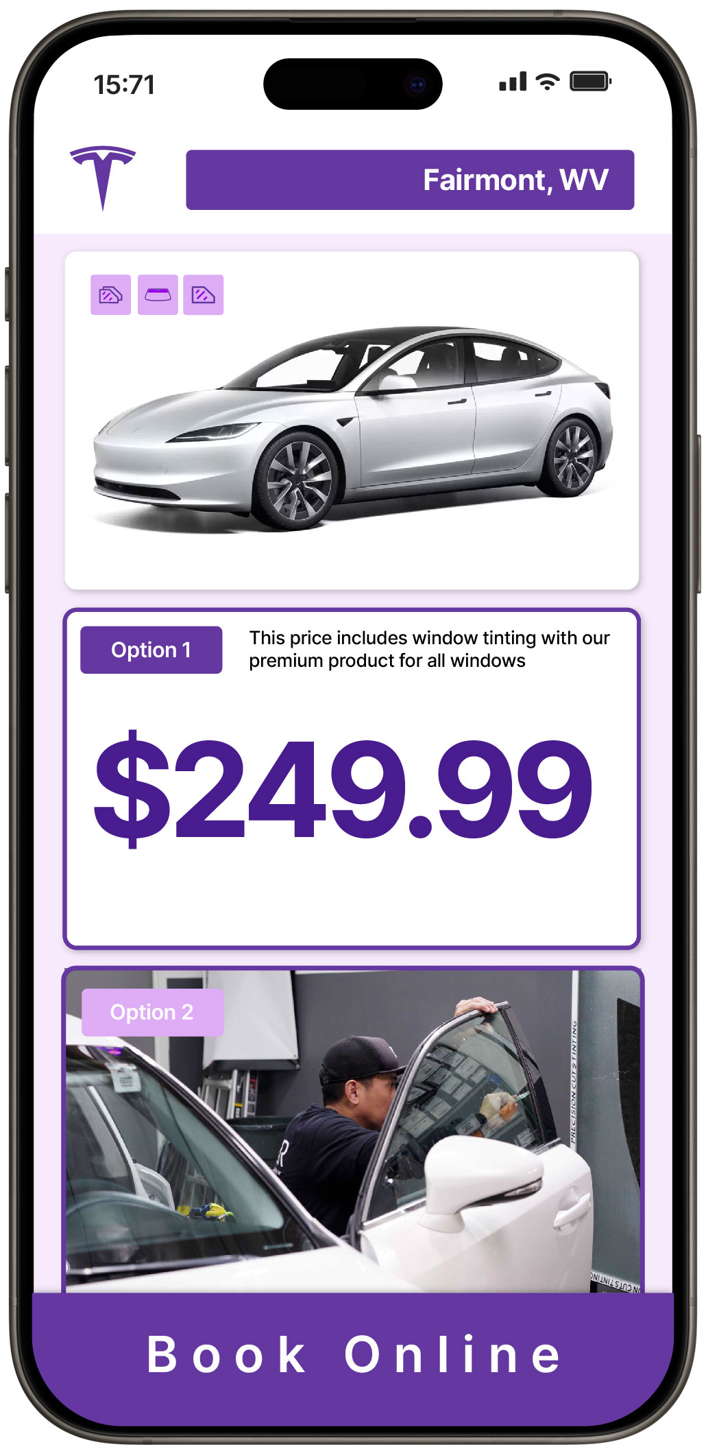 View Competitive Tesla Window Tinting Costs in Beckley, West Virginia