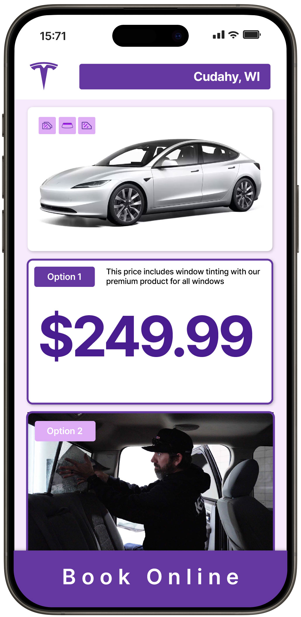 View Competitive Tesla Window Tinting Rates in Cudahy, Wisconsin