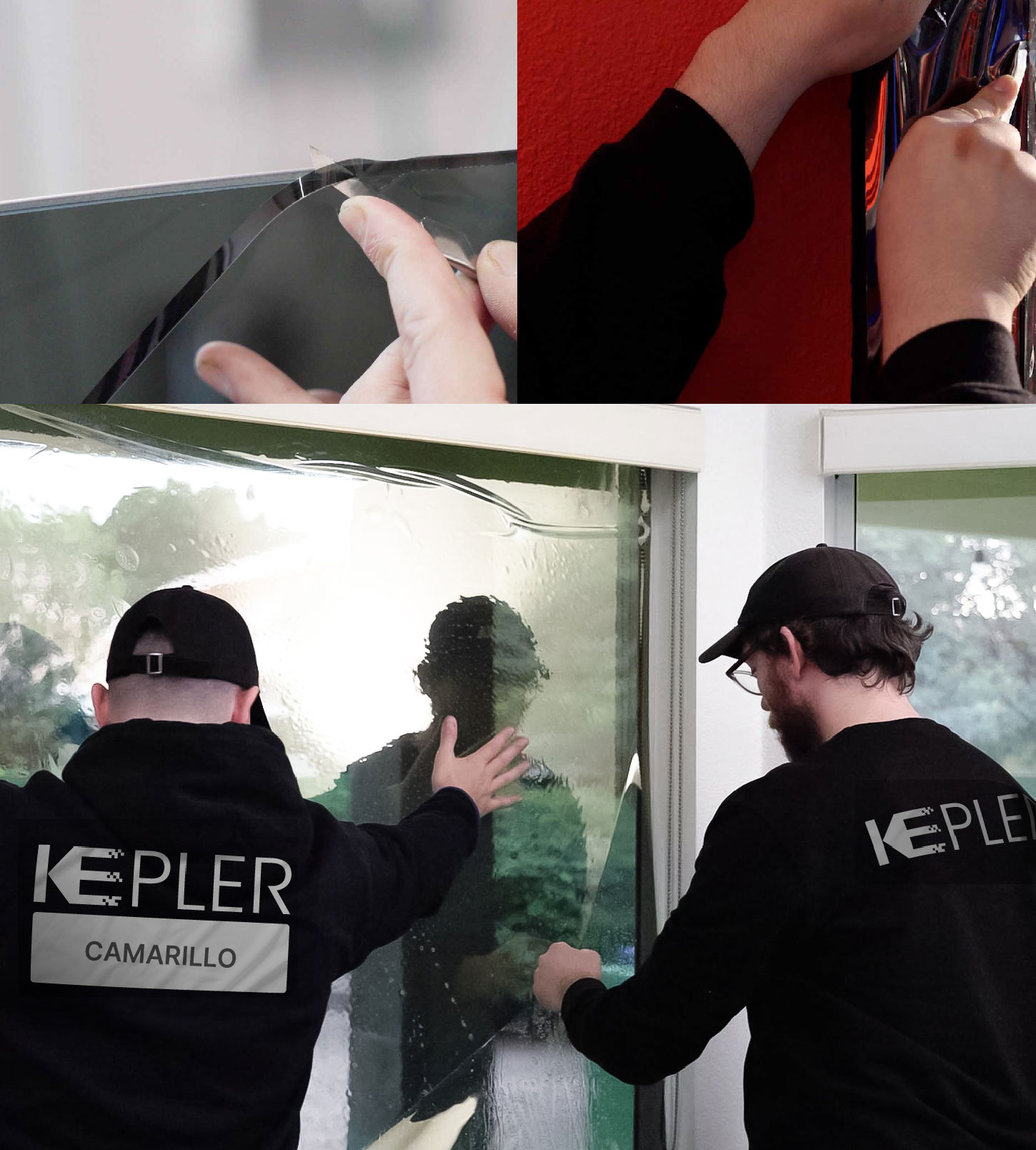 Kepler Technician Installing Ceramic Window Tint to Home in Camarillo