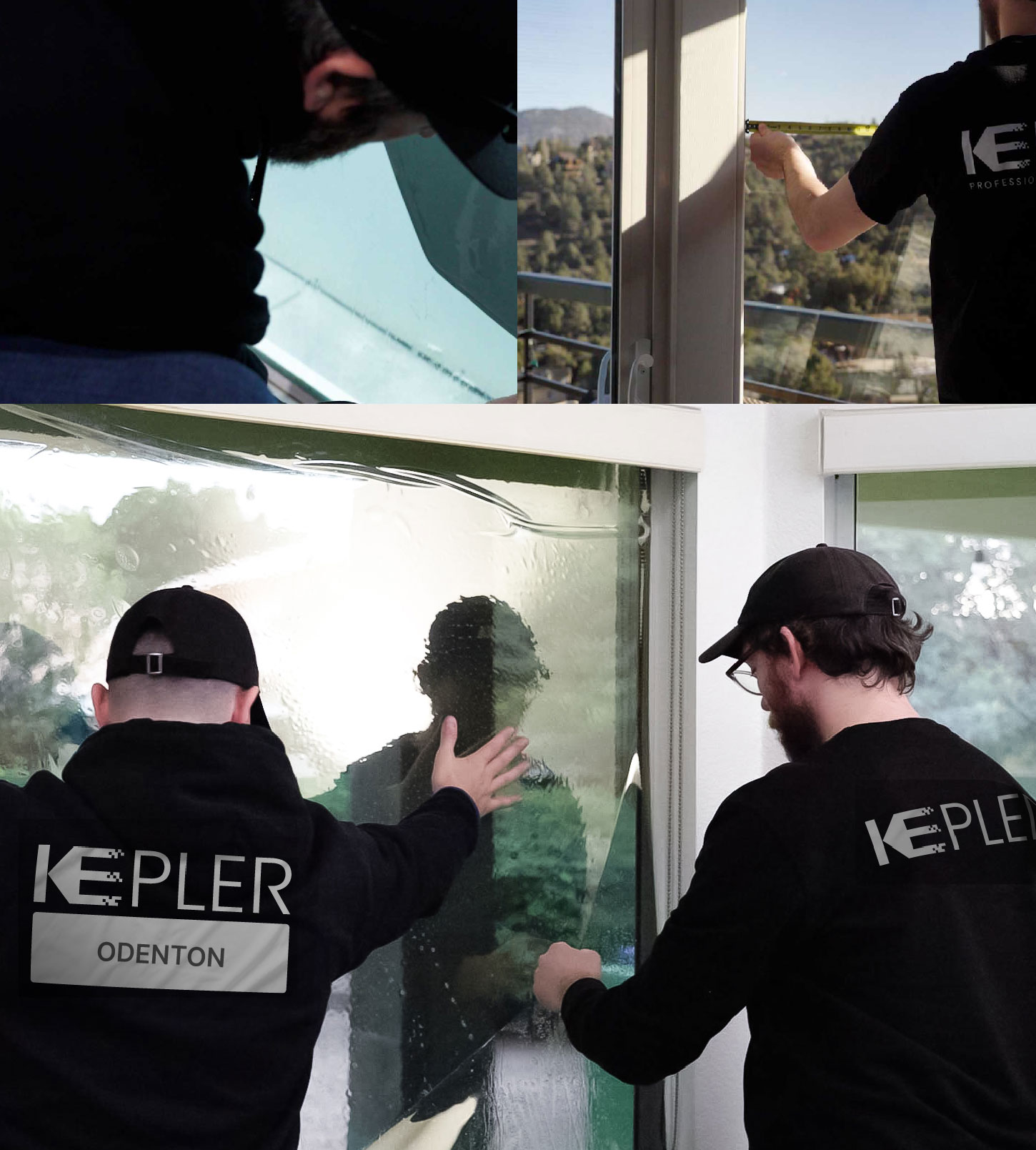 Kepler Technician Fitting High-tech Window Tint to Home in Odenton