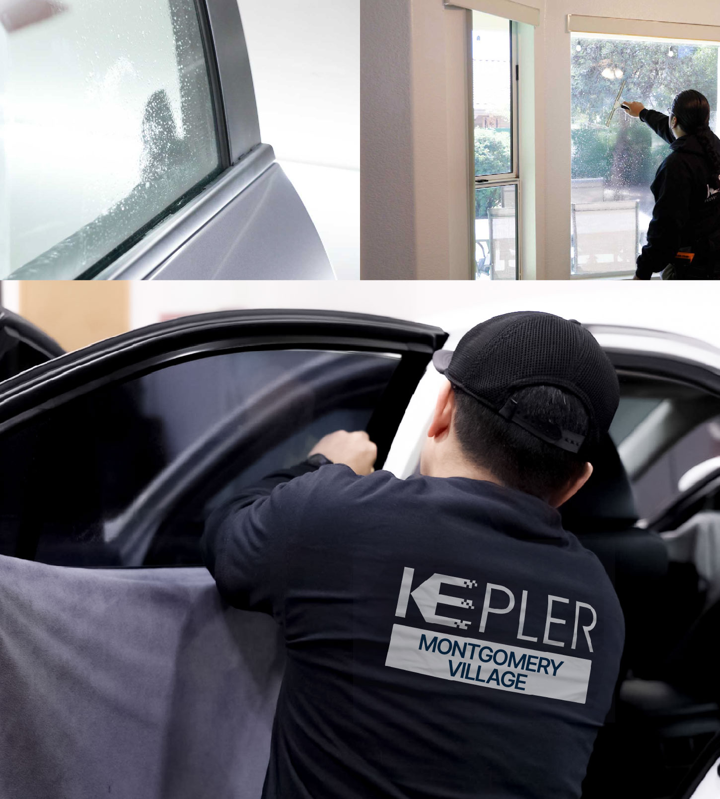 Automotive Window Tinting Expert Applying Film in Montgomery Village, Maryland