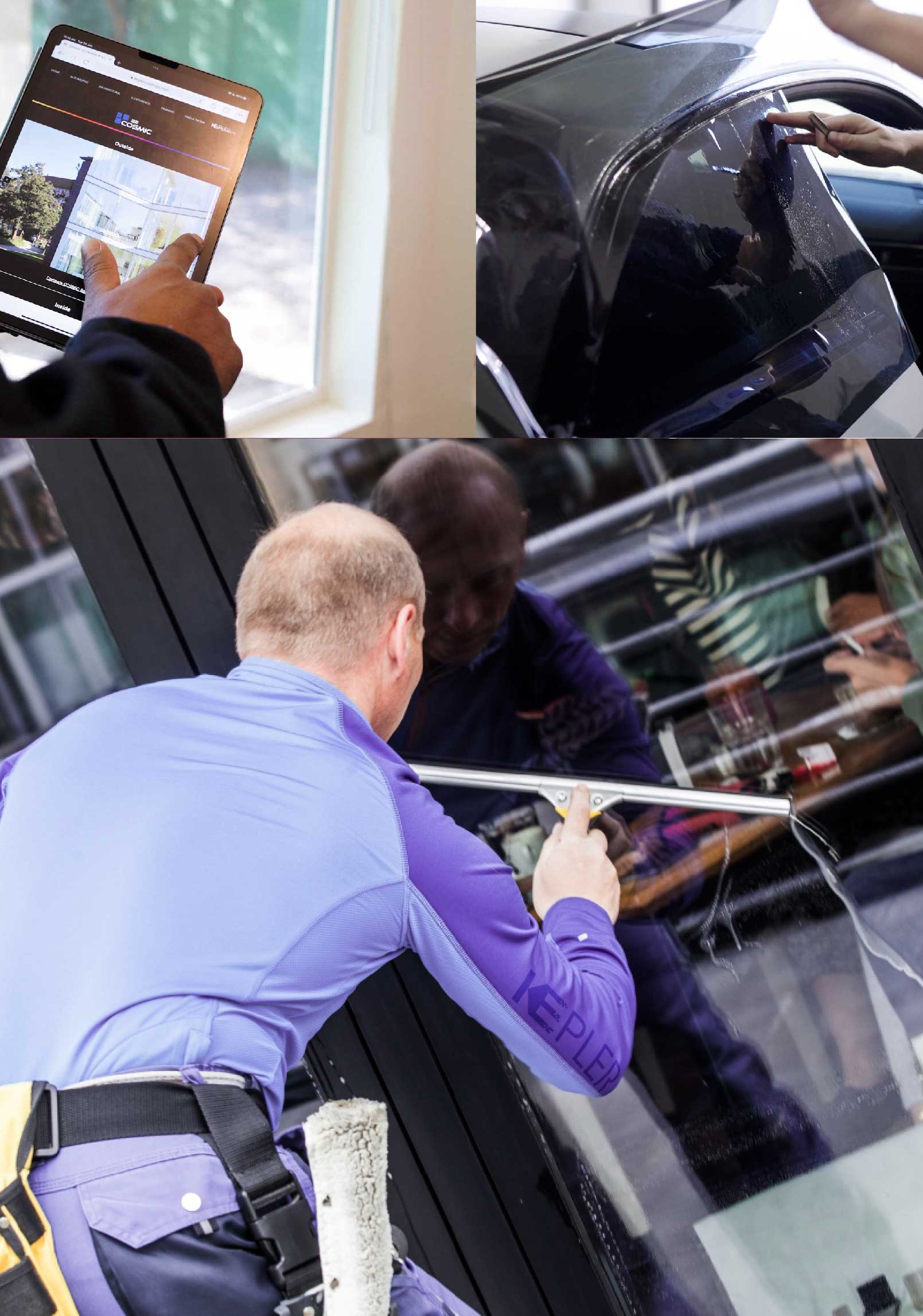 Kepler Skilled Applying Anti-Graffiti Window Film to a South Bend Shop Front