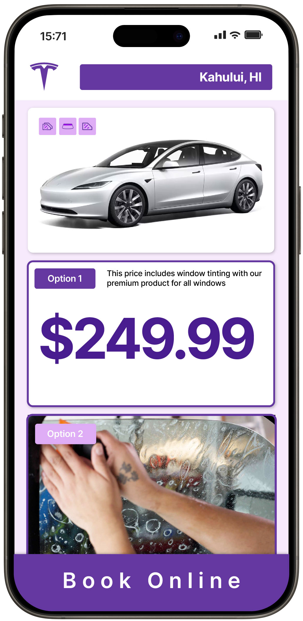 View Competitive Tesla Window Tinting Rates in Kahului, Hawaii
