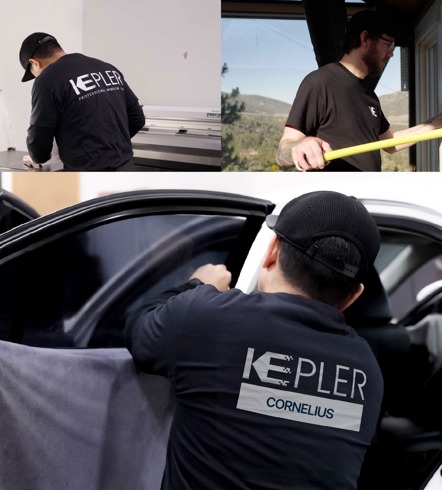 Automotive Window Tinting Expert Applying Film in Cornelius, North Carolina