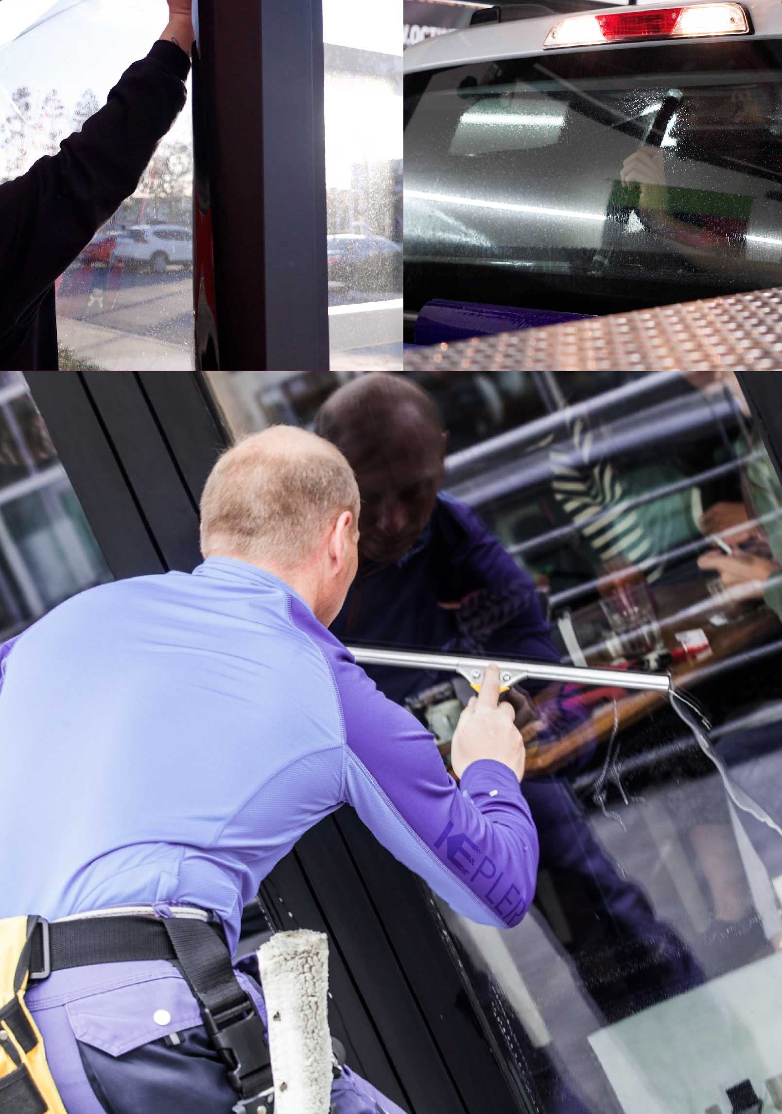 Kepler Professional Applying Anti-Graffiti Window Film to a New London Shop Front