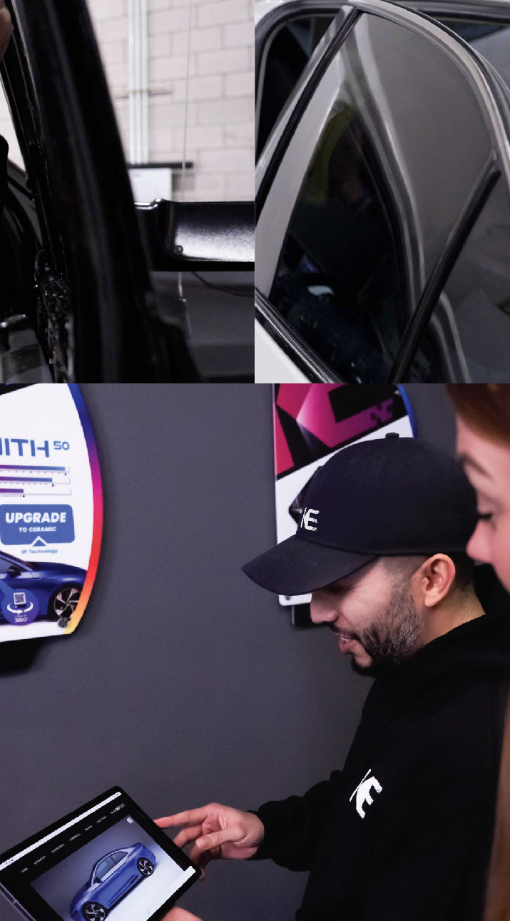Kepler Dealer Showing Car Window Film Options to Customer in Germantown, Wisconsin