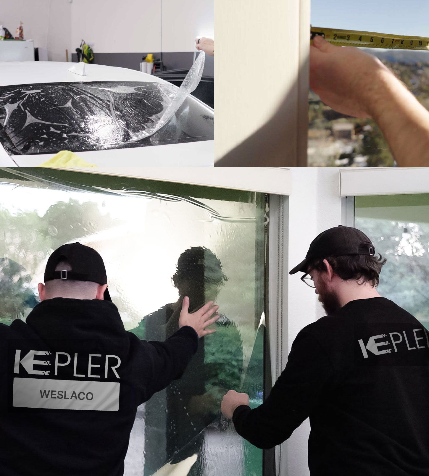 Kepler Technician Fitting Ceramic Window Tint to Home in Weslaco