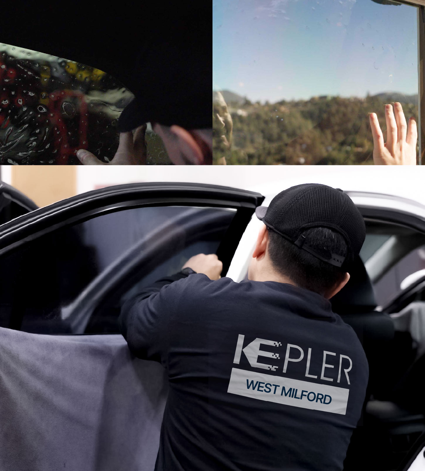 Automotive Window Tinting Expert Applying Film in West Milford, New Jersey