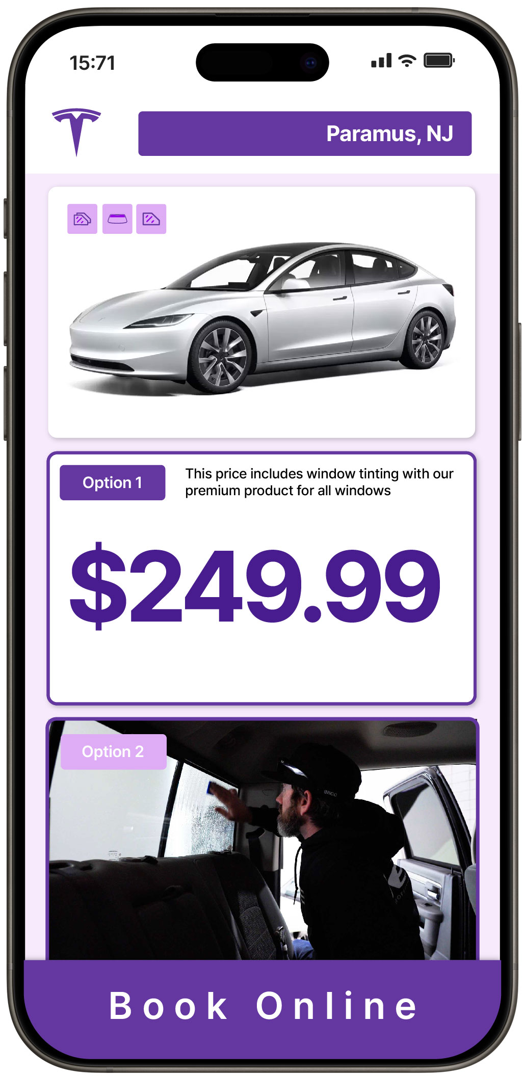View Affordable Tesla Window Tinting Rates in Paramus, New Jersey