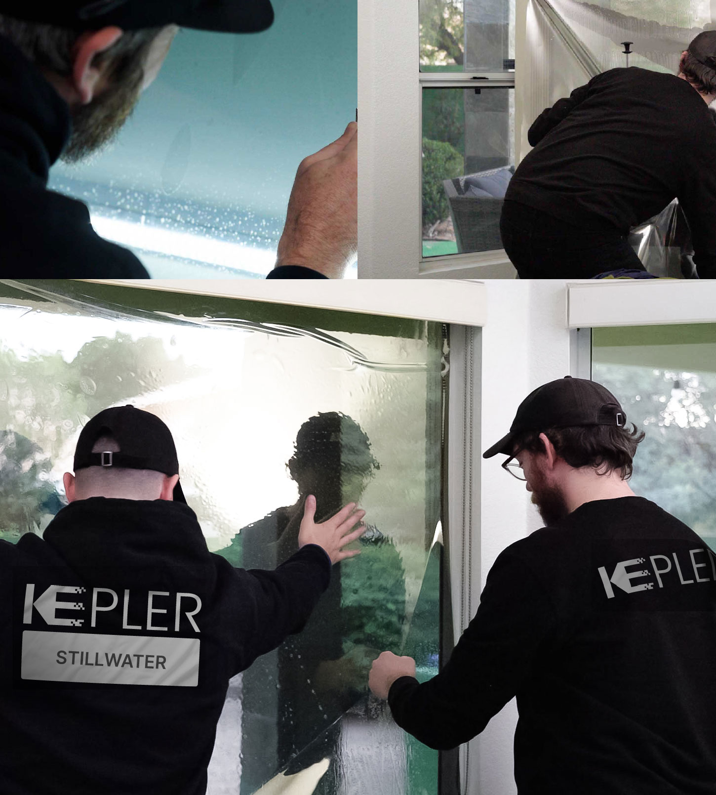 Expert Technician Fitting Ceramic Window Tint to Home in Stillwater