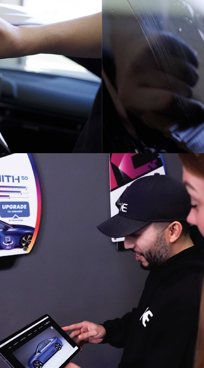 Kepler Dealer Showing Car Window Film Options to Customer in Philadelphia, Pennsylvania
