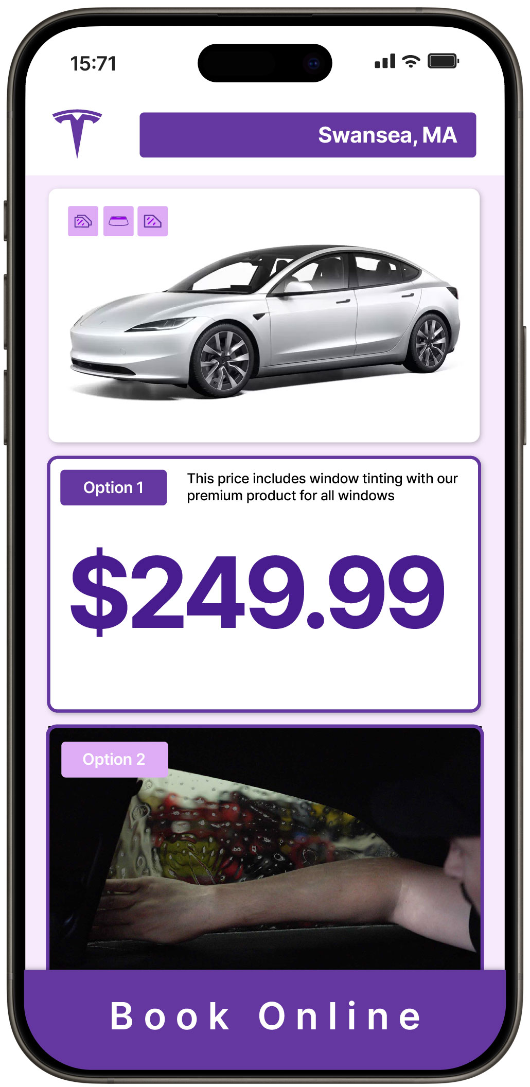 View Affordable Tesla Window Tinting Rates in Swansea, Massachusetts