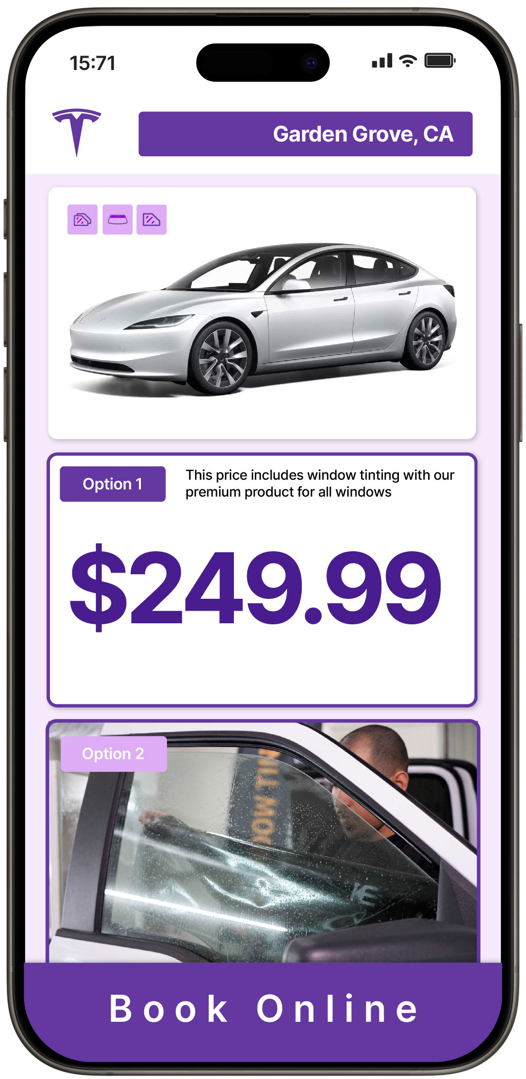 View Affordable Tesla Window Tinting Prices in Garden Grove, California