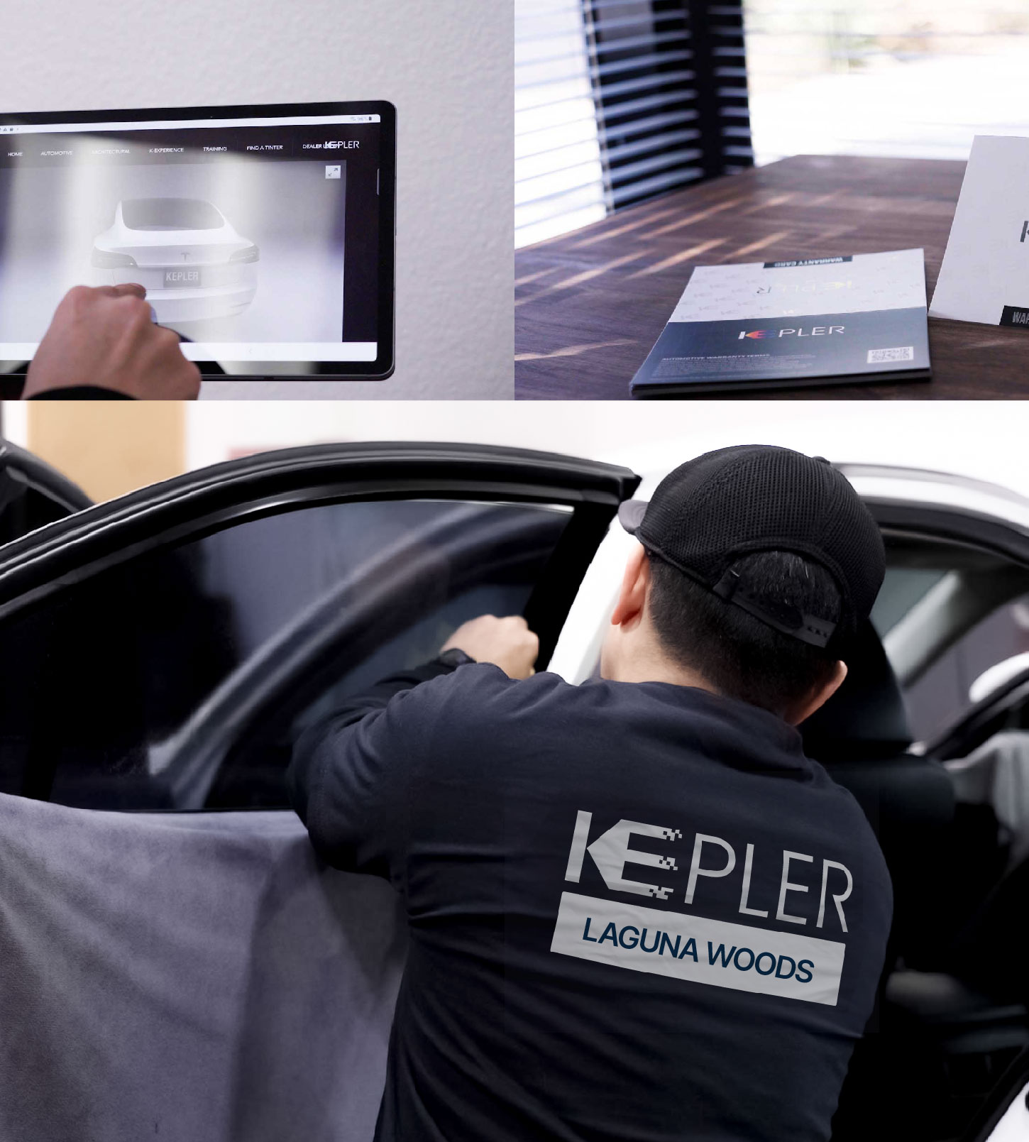 Automotive Window Tinting Expert Applying Film in Laguna Woods, California