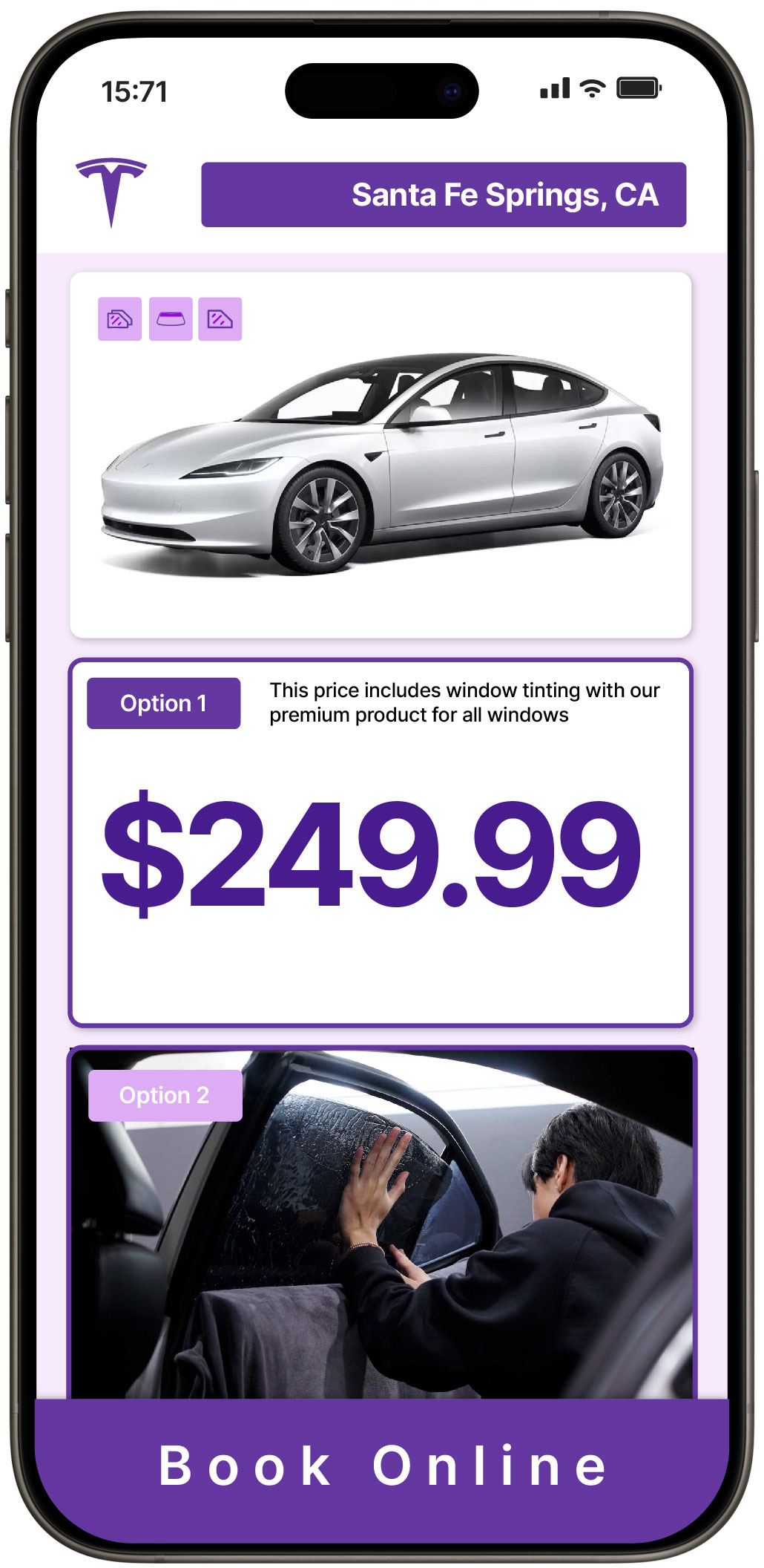 View Affordable Tesla Window Tinting Rates in Santa Fe Springs, California