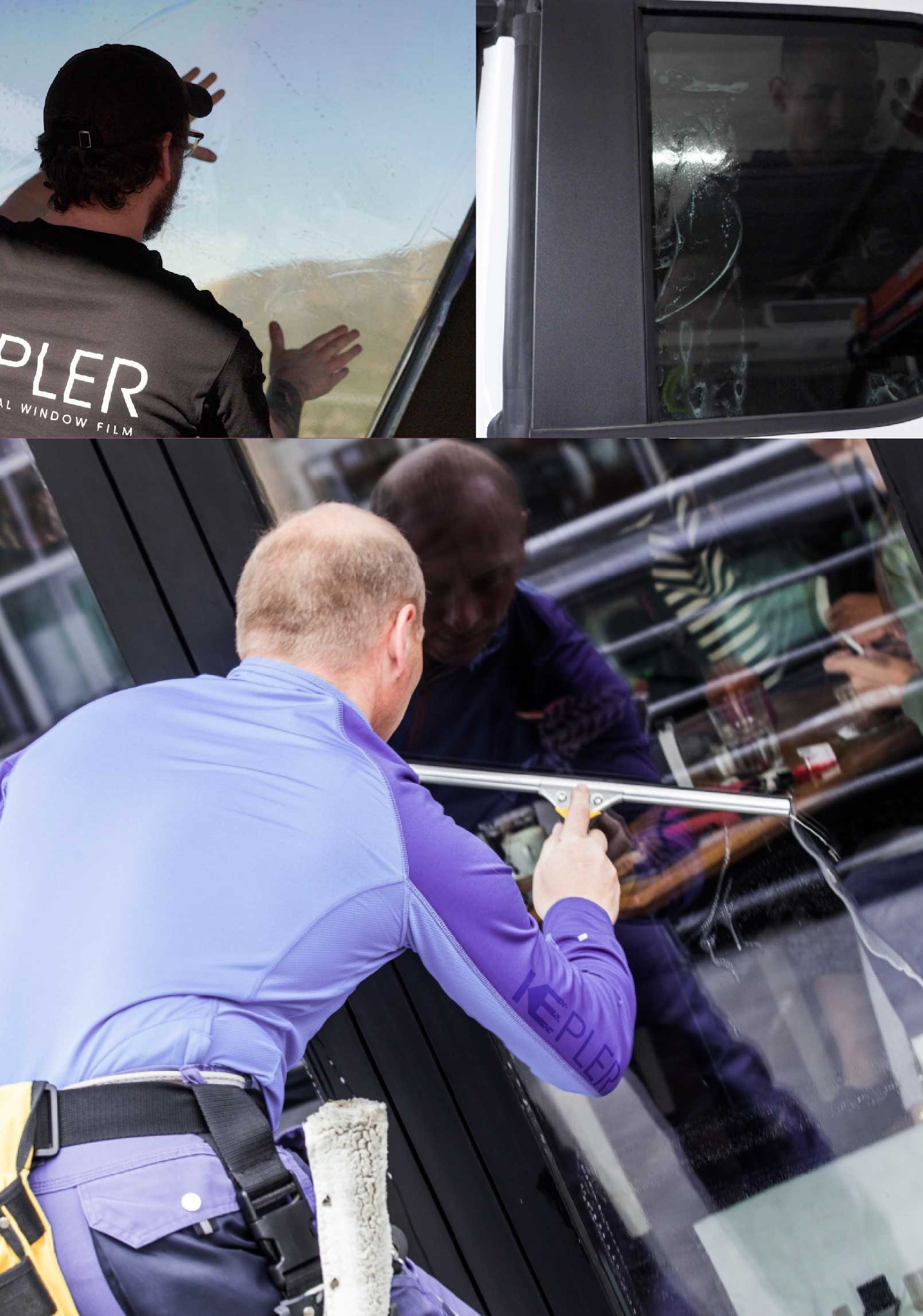 Kepler Skilled Applying Anti-Graffiti Window Film to a Papillion Shop Front