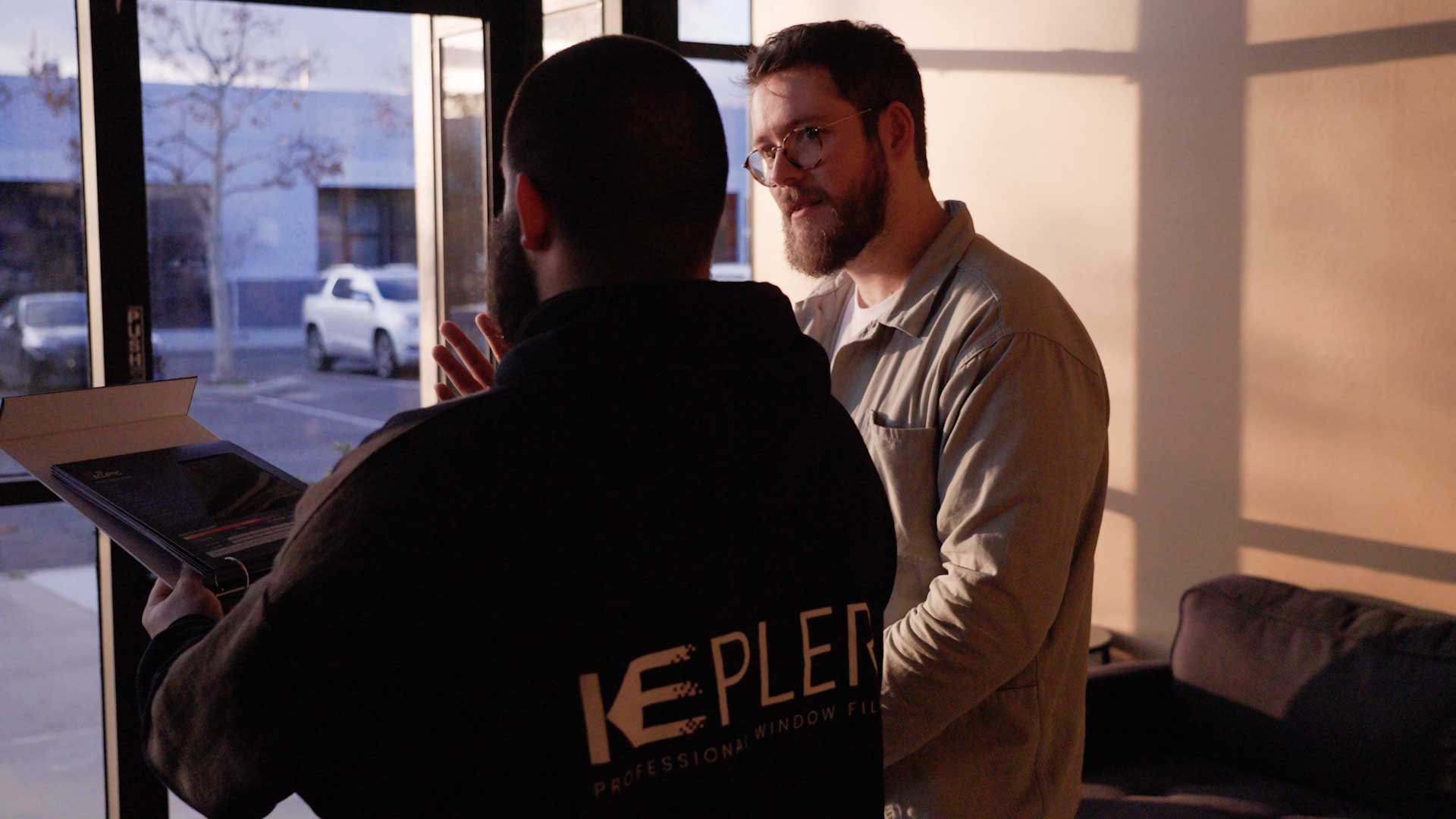 Kepler Specialist Providing Home Window Tinting Consultation in Maine