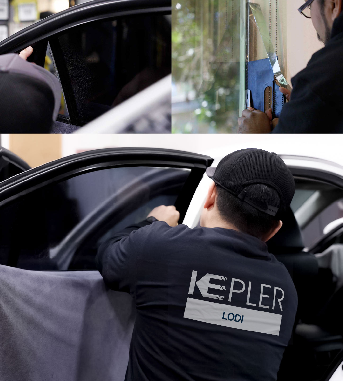 Automotive Window Tinting Expert Applying Film in Lodi, California