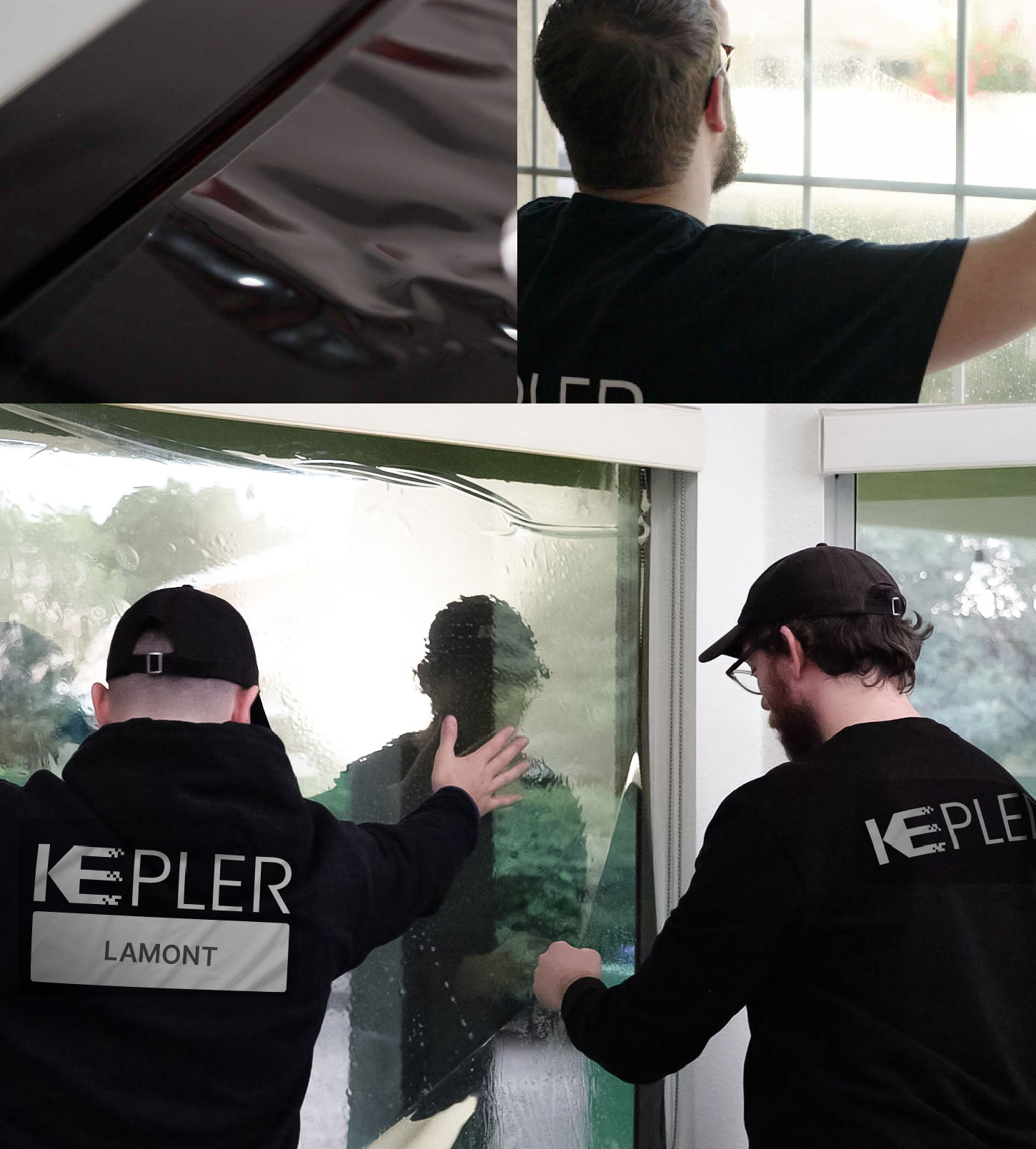 Expert Technician Fitting Advanced Window Tint to Home in Lamont