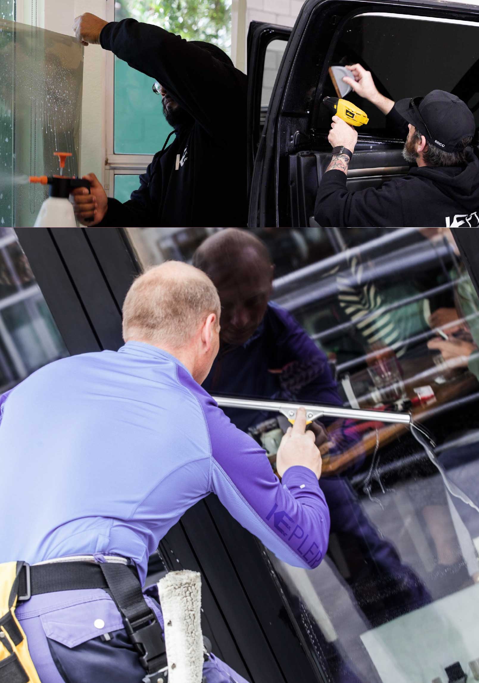 Kepler Skilled Applying Anti-Graffiti Window Film to a Rockville Shop Front
