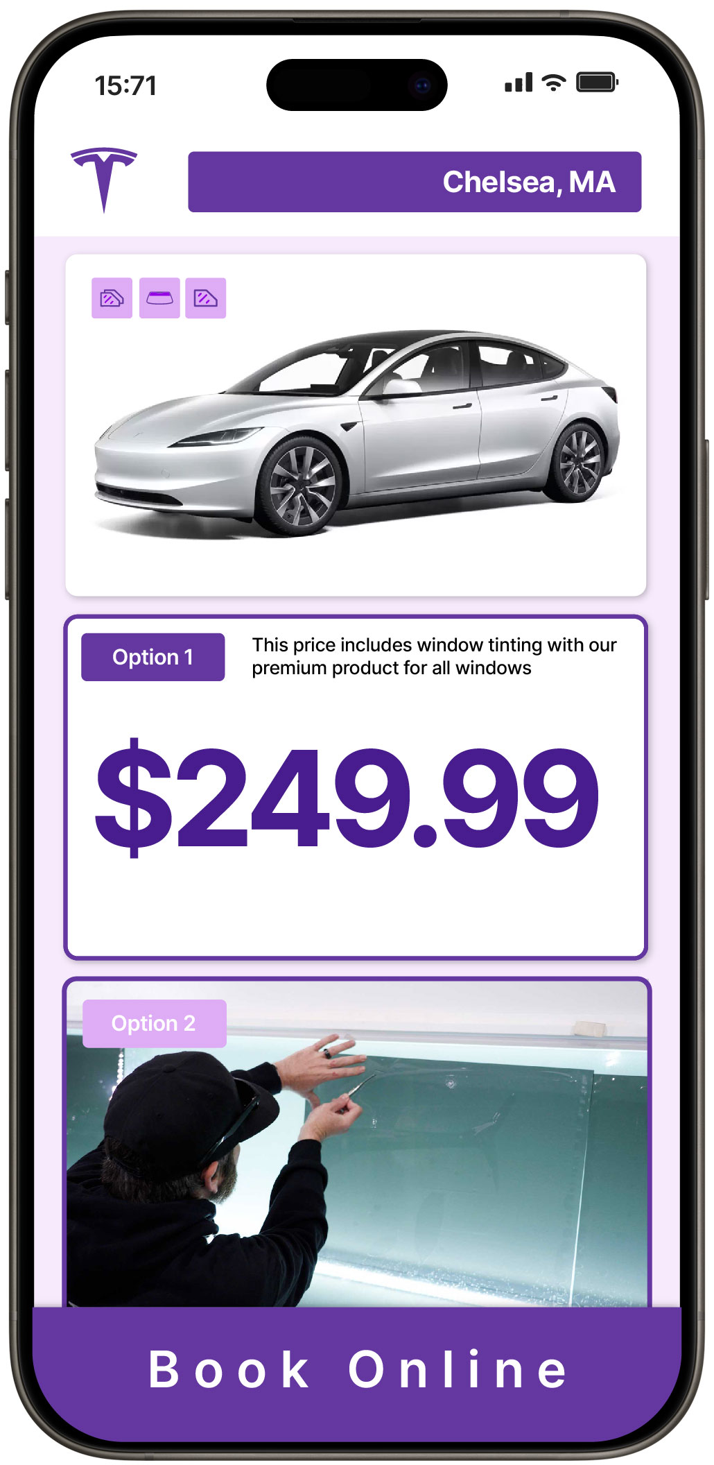 View Competitive Tesla Window Tinting Costs in Chelsea, Massachusetts