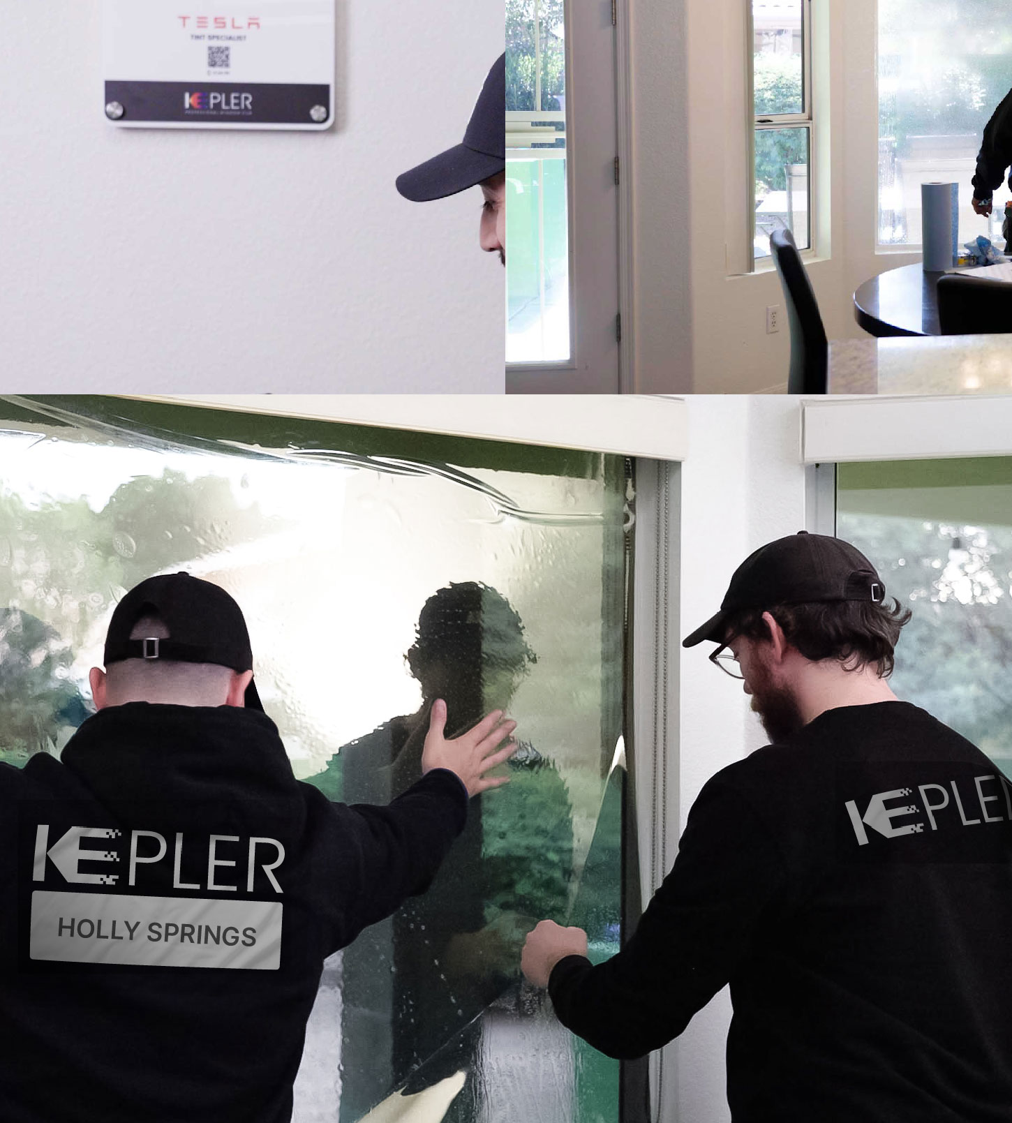 Kepler Technician Installing Ceramic Window Tint to Home in Holly Springs