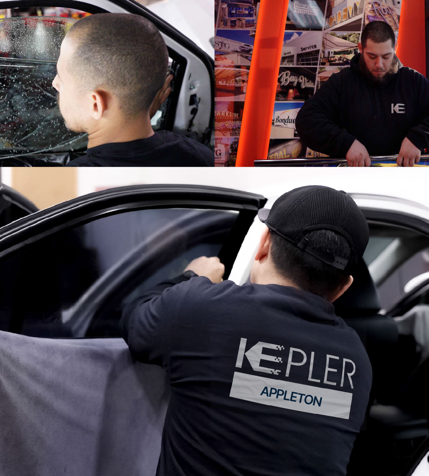 Automotive Window Tinting Expert Applying Film in Appleton, Wisconsin
