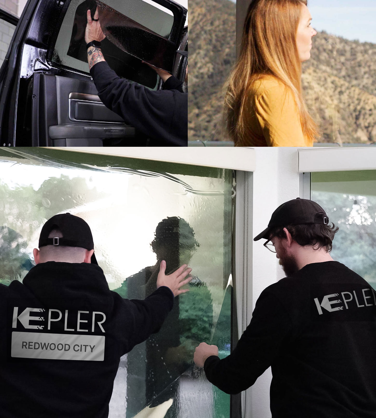 Expert Technician Applying Ceramic Window Tint to Home in Redwood City