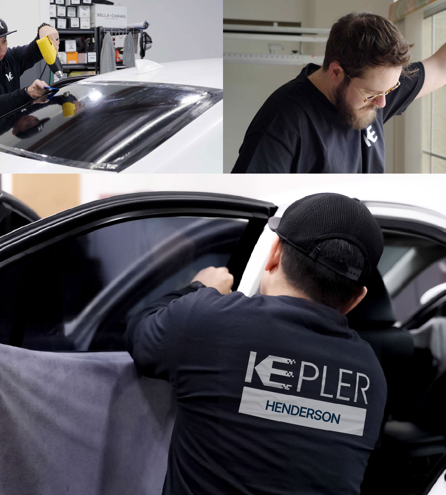 Automotive Window Tinting Expert Applying Film in Henderson, Kentucky