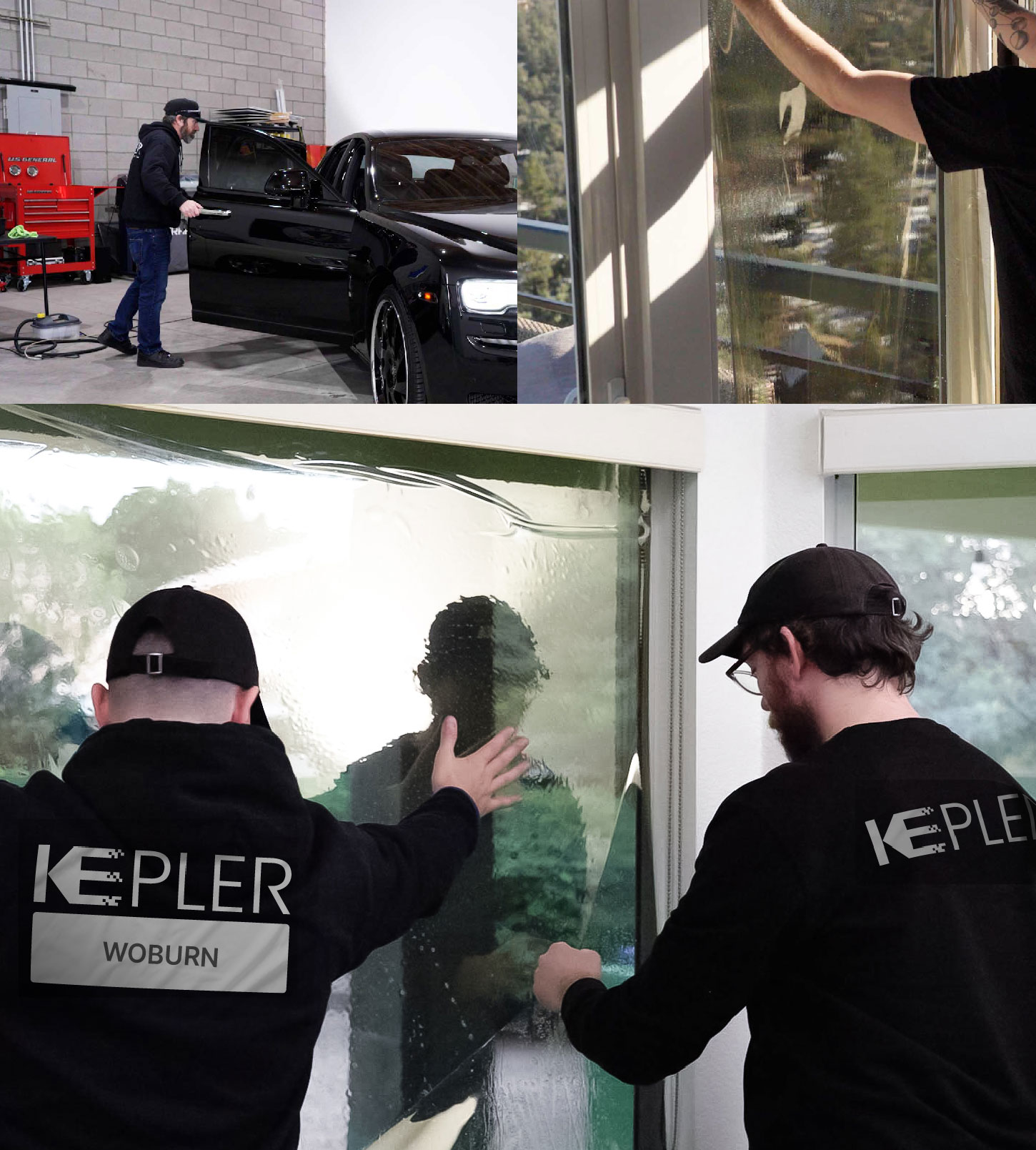 Kepler Technician Fitting Advanced Window Tint to Home in Woburn