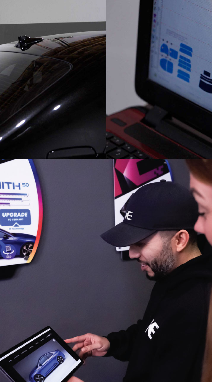 Kepler Dealer Showing Car Window Film Options to Customer in Studio City, California