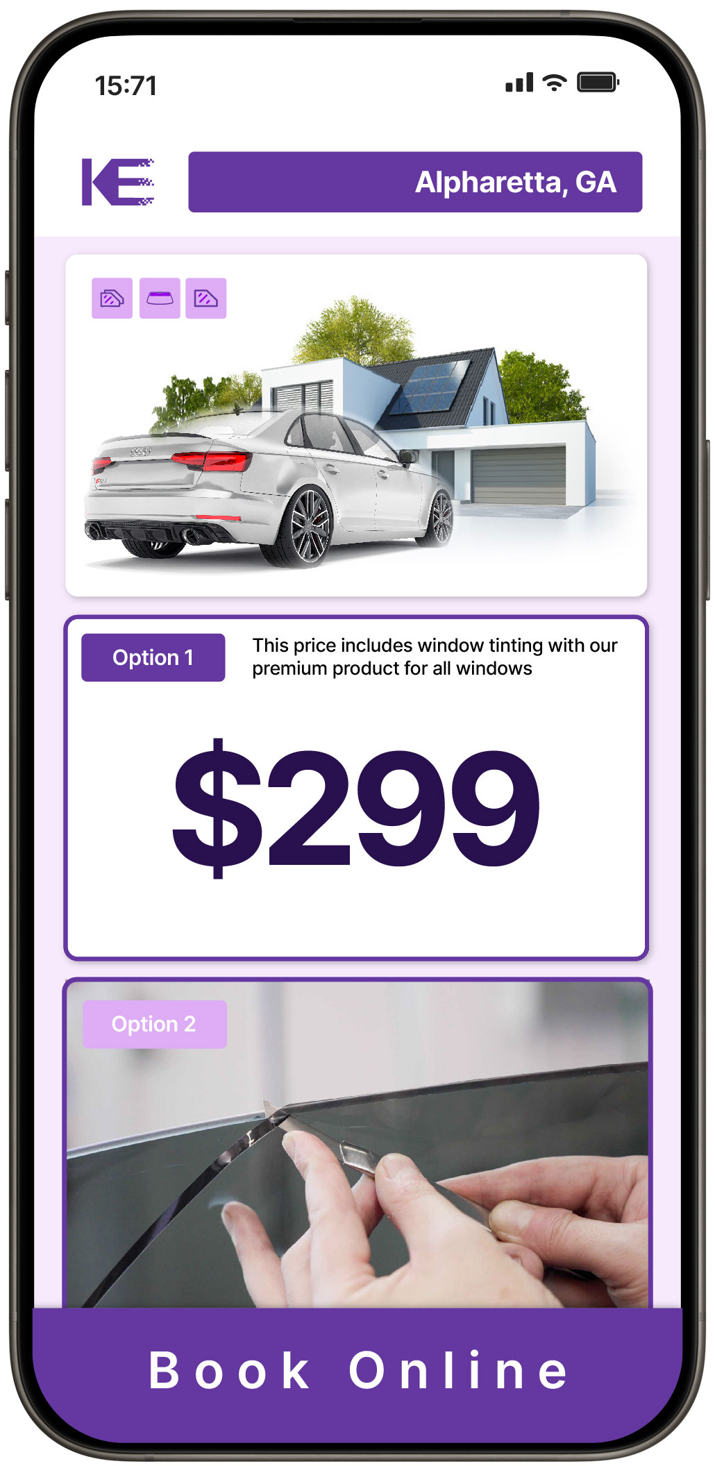 View Competitive Tesla Window Tinting Costs in Marietta, Georgia