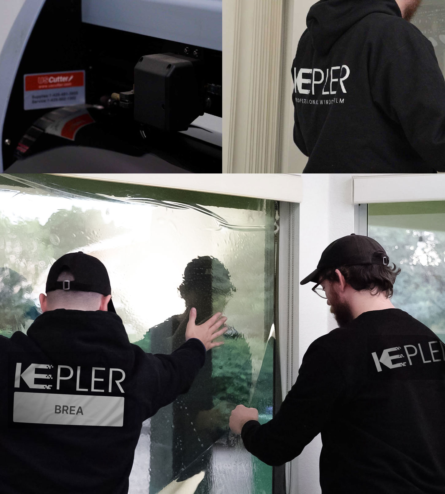 Kepler Technician Fitting Advanced Window Tint to Home in Brea