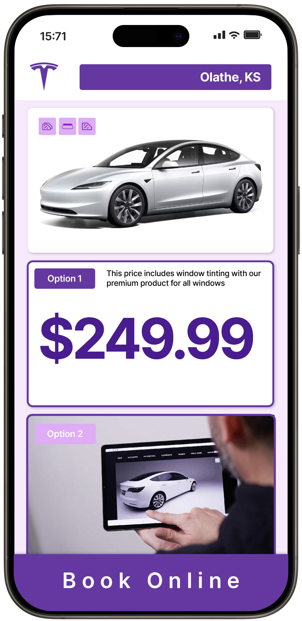 View Reasonable Tesla Window Tinting Prices in Olathe, Kansas
