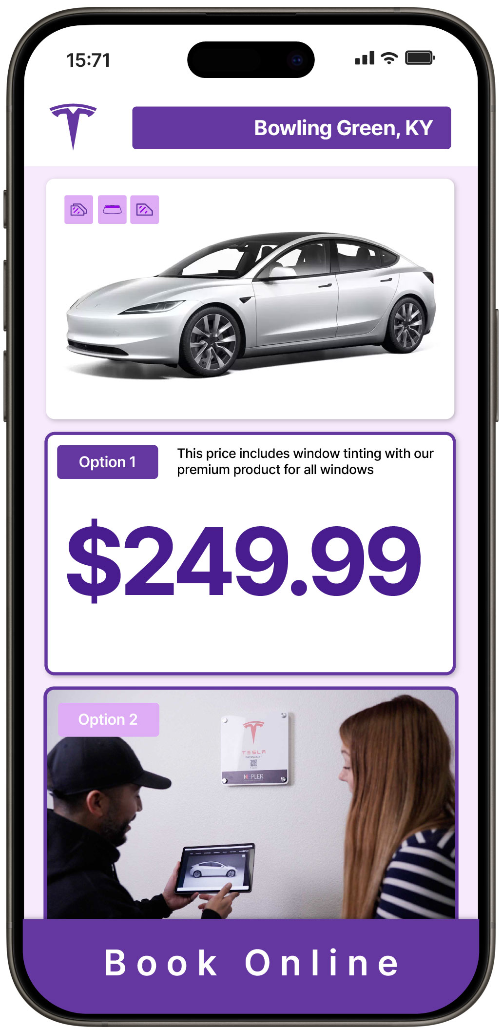 View Affordable Tesla Window Tinting Rates in Bowling Green, Kentucky