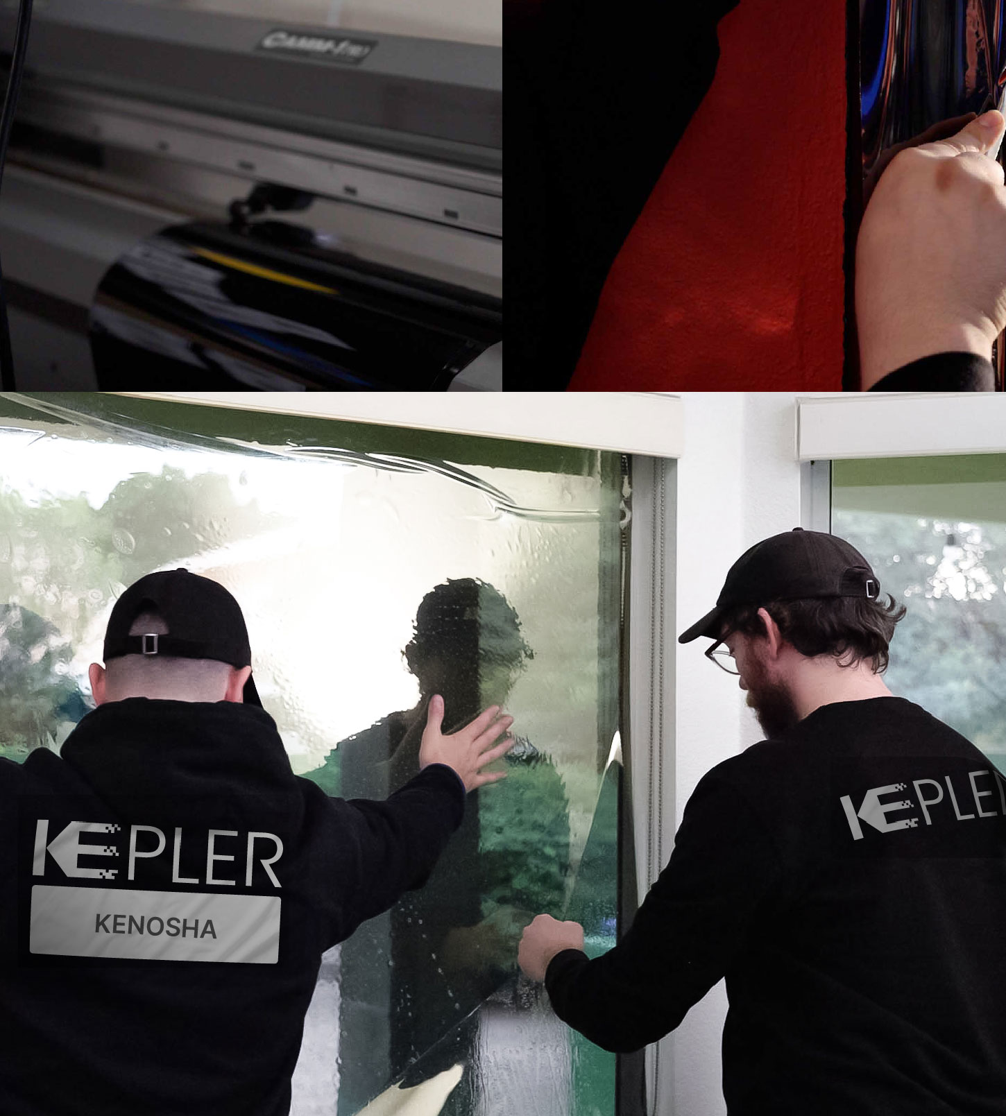 Expert Technician Installing Ceramic Window Tint to Home in Kenosha