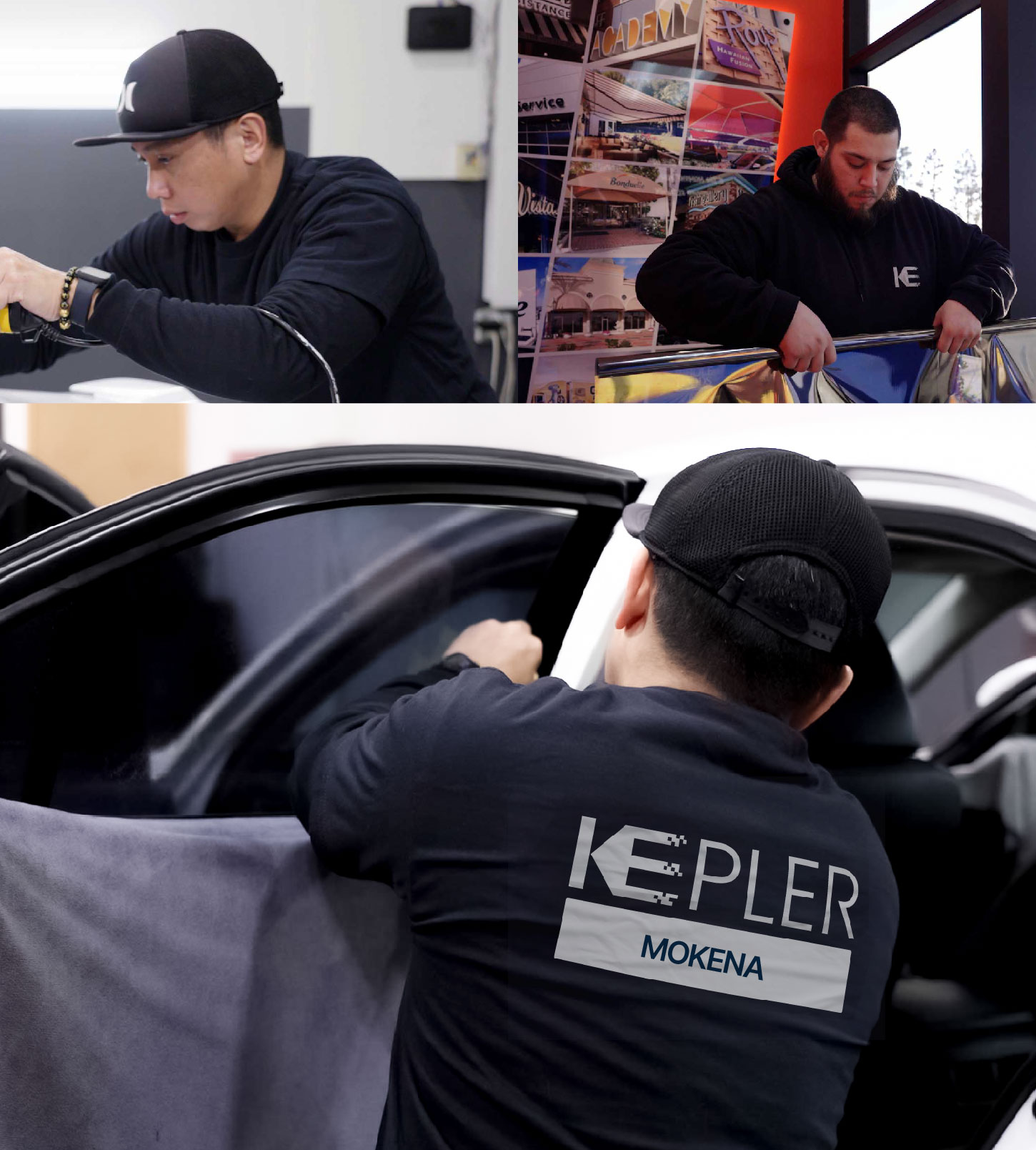 Automotive Window Tinting Expert Applying Film in Mokena, Illinois