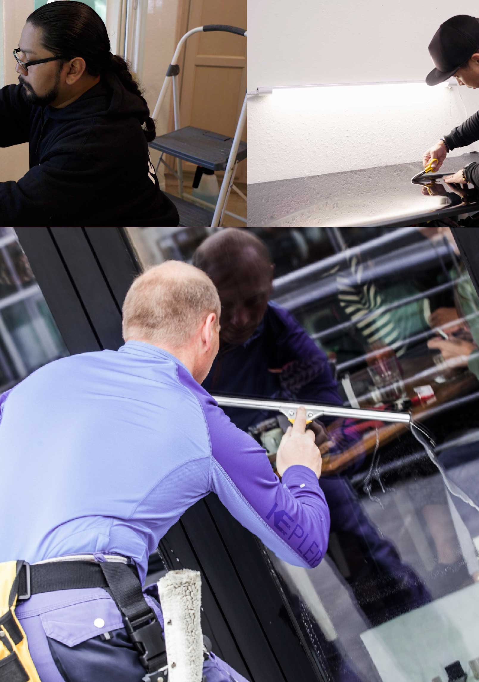 Kepler Skilled Applying Anti-Graffiti Window Film to a Ozark Shop Front