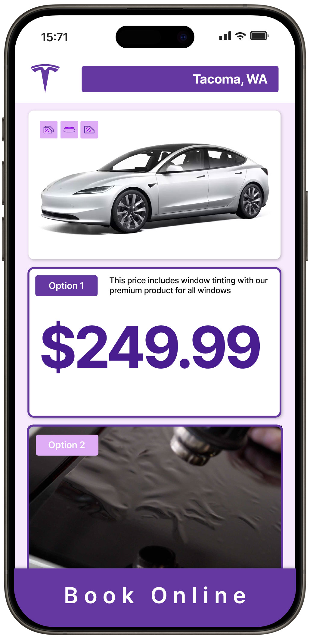 View Competitive Tesla Window Tinting Rates in Tacoma, Washington