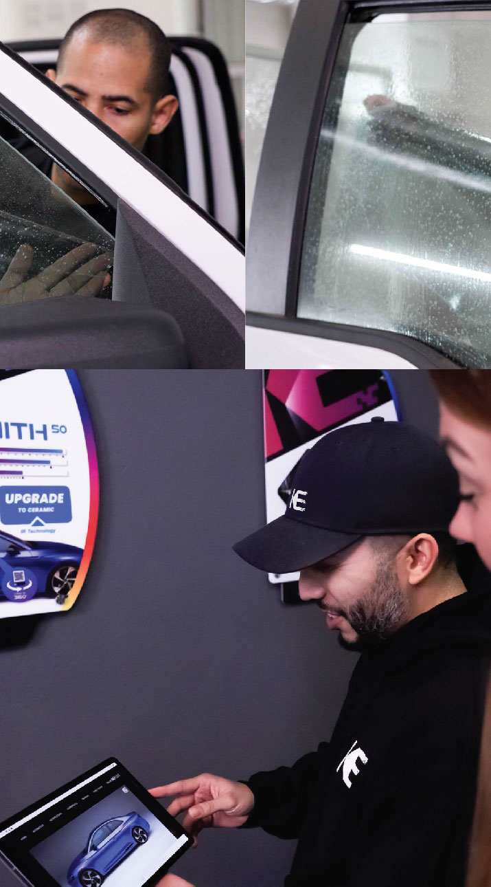 Kepler Dealer Showing Car Window Film Options to Customer in Elizabethport, New Jersey