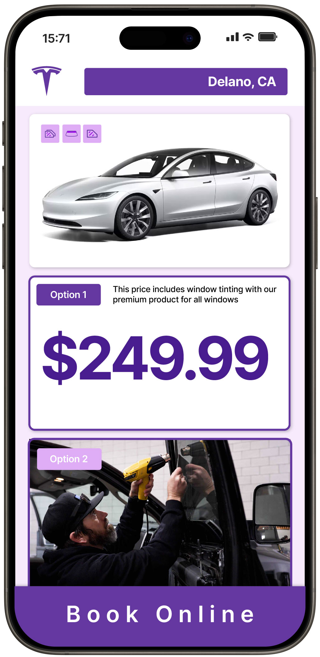 View Competitive Tesla Window Tinting Rates in Delano, California
