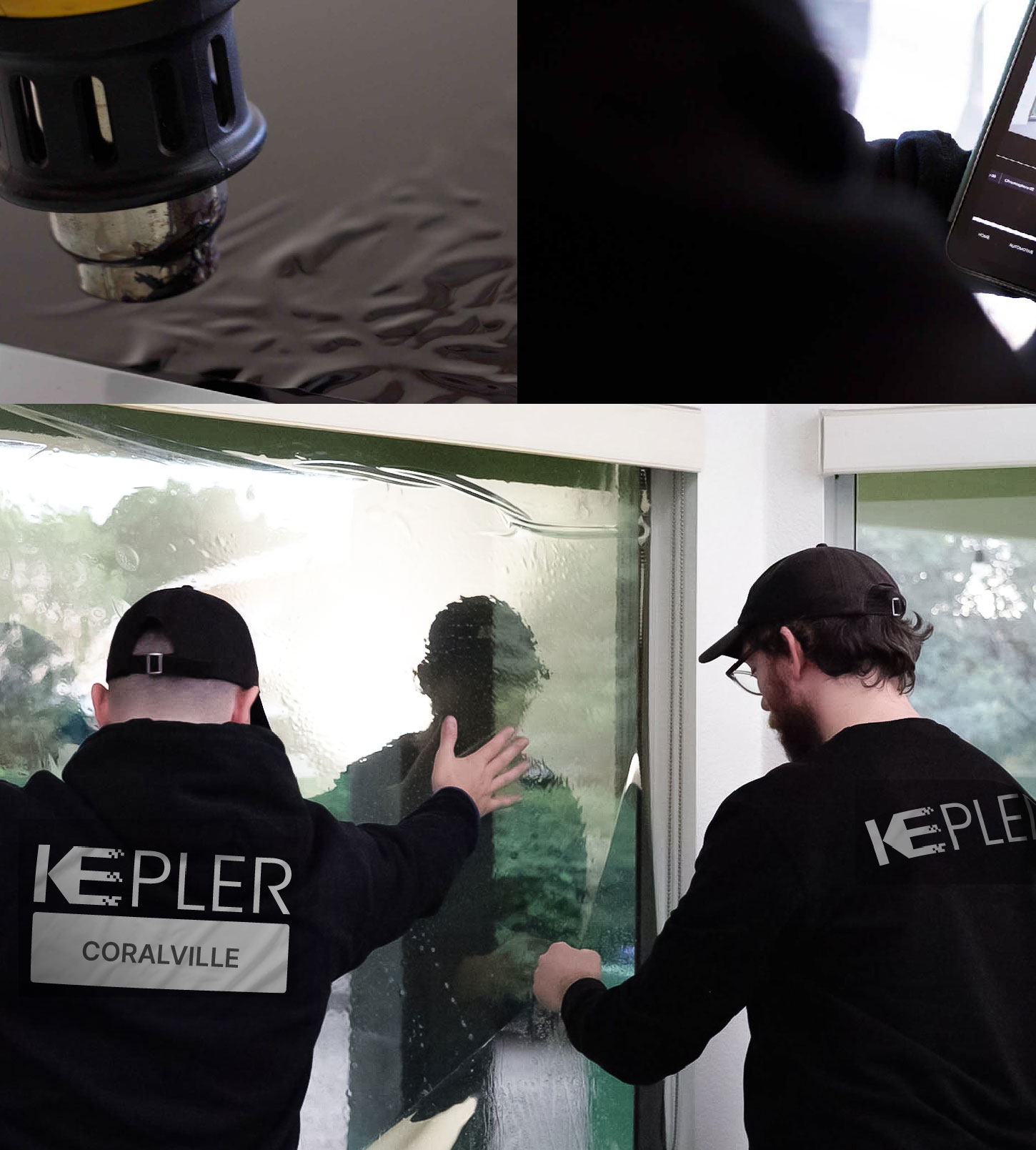 Expert Technician Applying Ceramic Window Tint to Home in Coralville