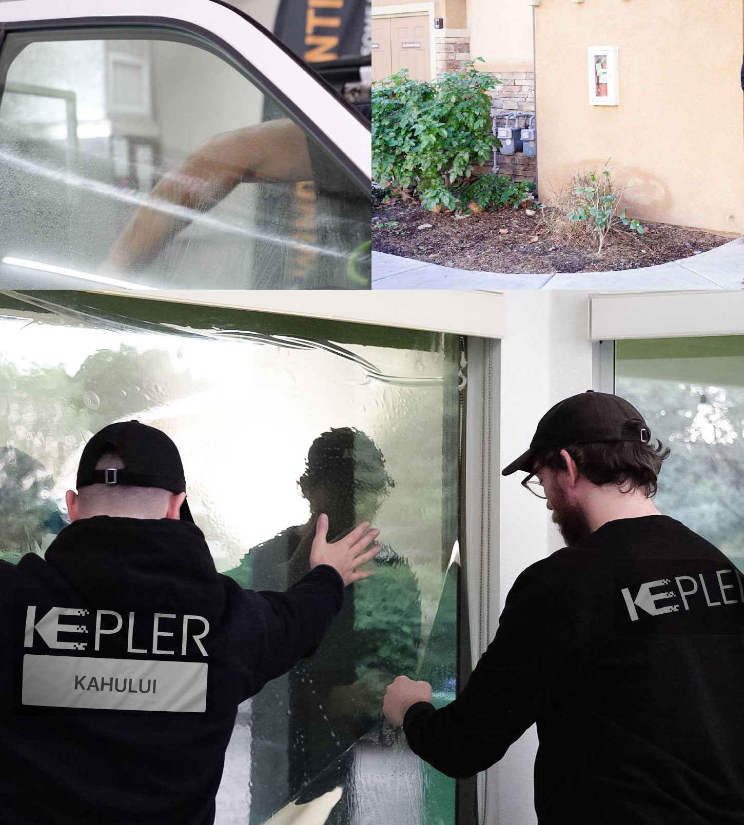 Kepler Technician Fitting Advanced Window Tint to Home in Kahului